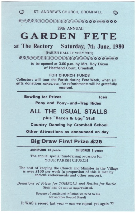 Cromhall Church Garden Fete flyer, 1980