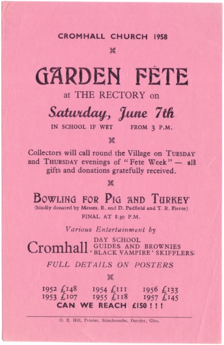 Cromhall Church Garden Fete flyer, 1958