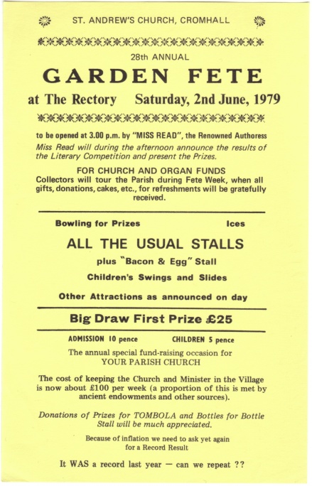 Cromhall Church Garden Fete flyer, 1979
