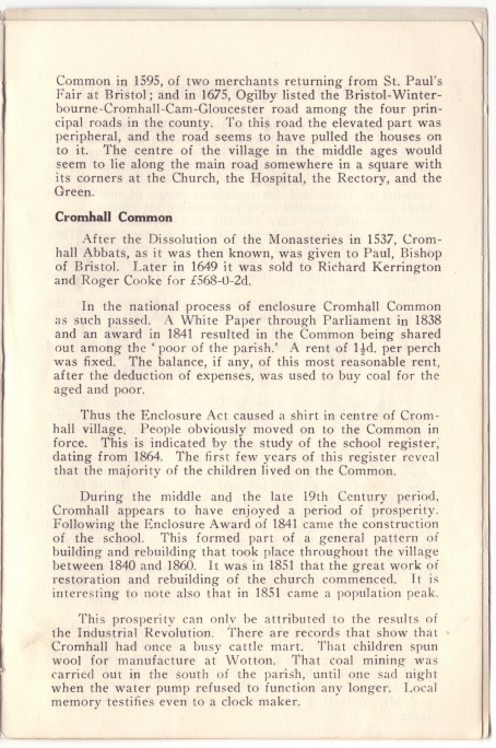 Cromhall School Centenary Handbook, p09
